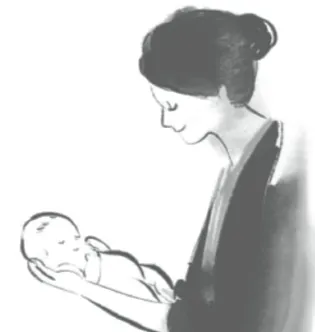 Illustration of mother holding child
